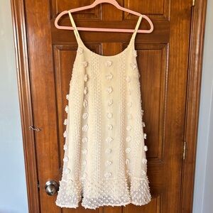 Simplee Cream Textured Sleeveless Dress Size Medium